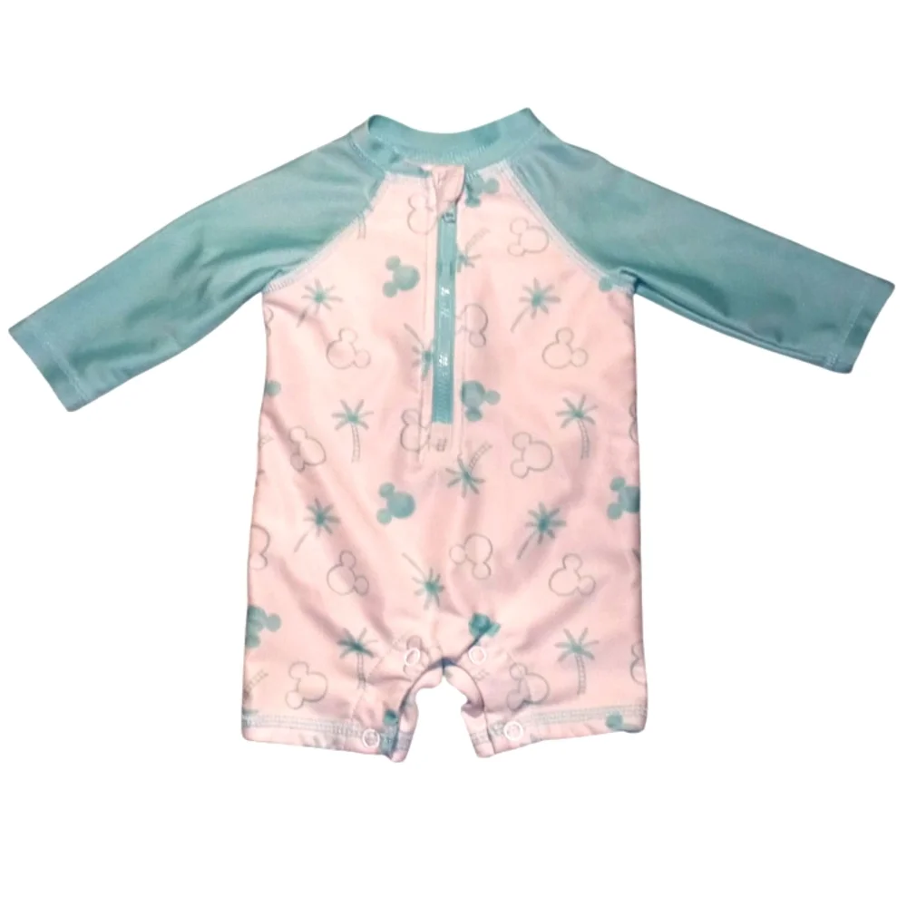 Character Disney Baby One-Piece Swimsuit, Sizes 0-3M Light Blue/White Unisex - Picture 1 of 3